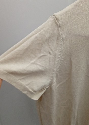 Bej Kısa Kollu Boğazlı Kadın Kazak - Görsel 2