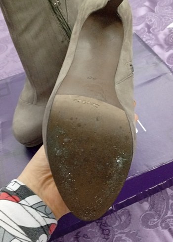 Bej Süet Topuklu Kadın Bot - Görsel 3