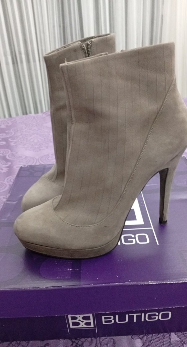 Bej Süet Topuklu Kadın Bot - Görsel 2