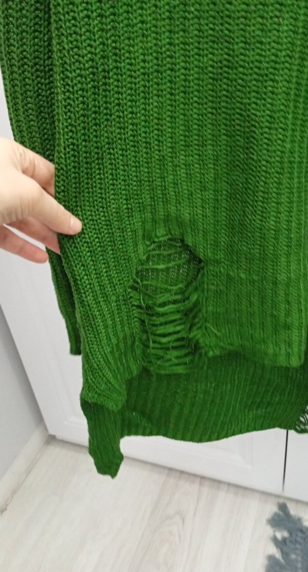 Yeşil Örgü Kadın Kazak - Görsel 3