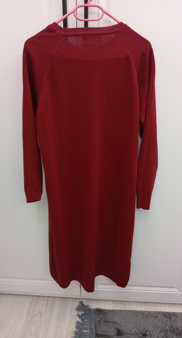 Bordo Payetli Uzun Kollu Triko Tunik - Görsel 3