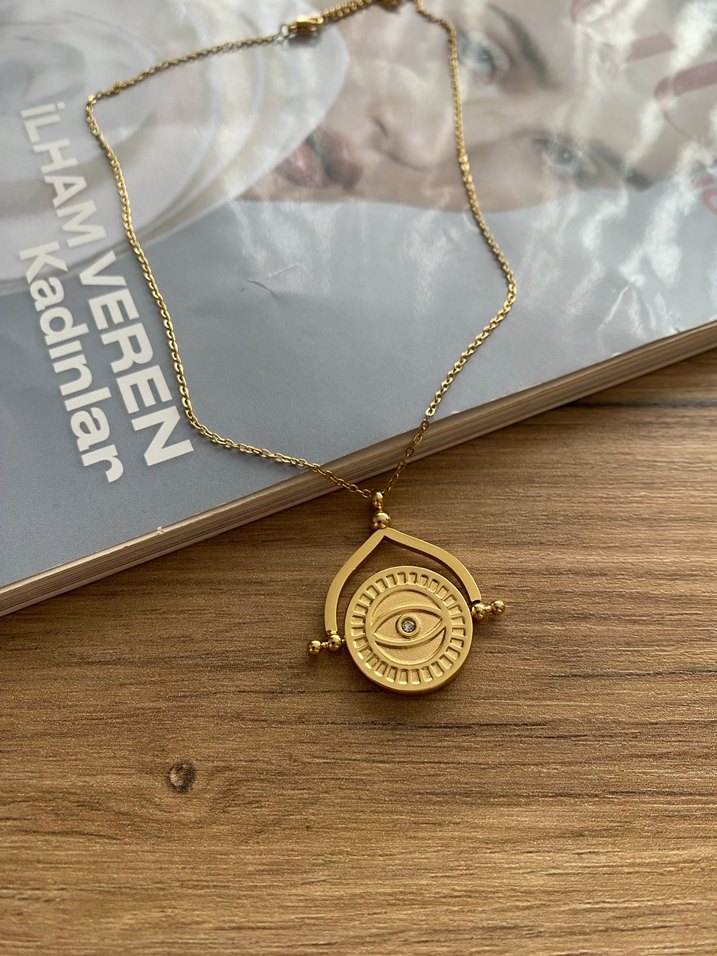 Uzun Zincirli Parlak Altın Kolye - Görsel 2