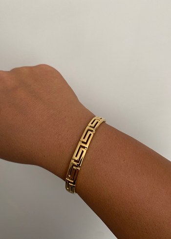 Zincir Detaylı çelik Altın Renk Kadın Bileklik - Görsel 2