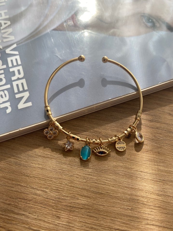 Altın Renkli Boncuklu Bohem Bileklik - Görsel 2