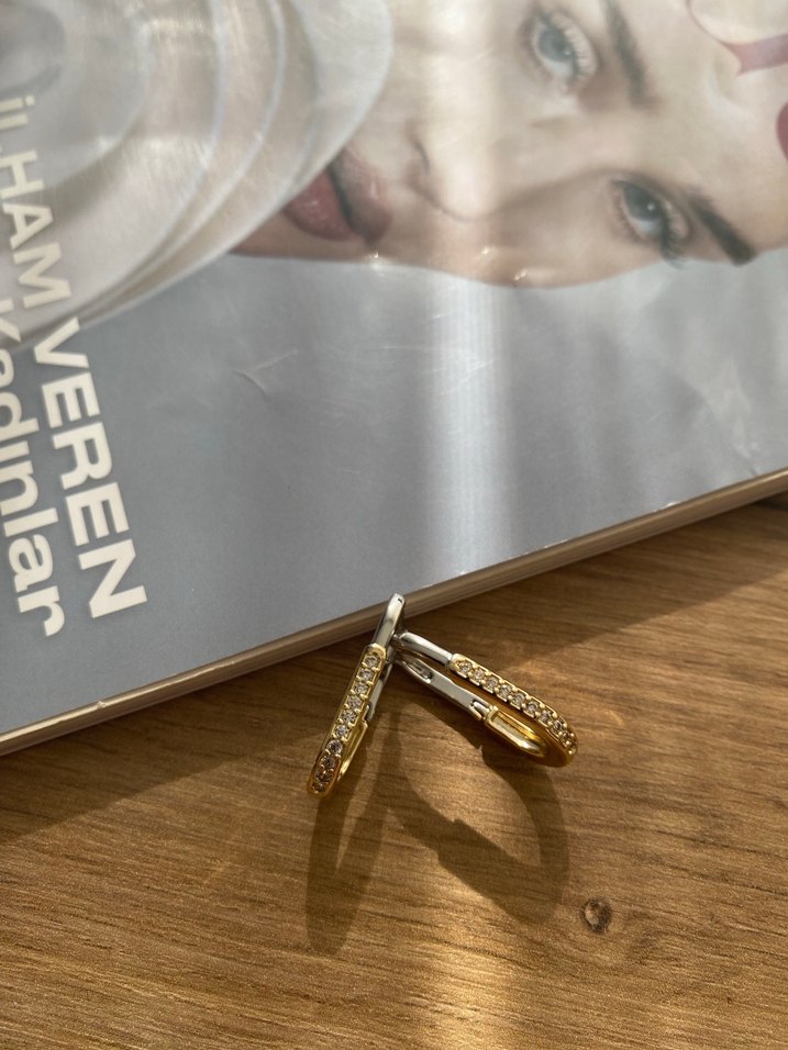 Altın Renkli Yılan Desenli Midi Küpeler - Görsel 2