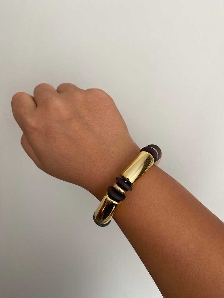 Tokalı Parlak Altın Kadın Bileklik - Görsel 3