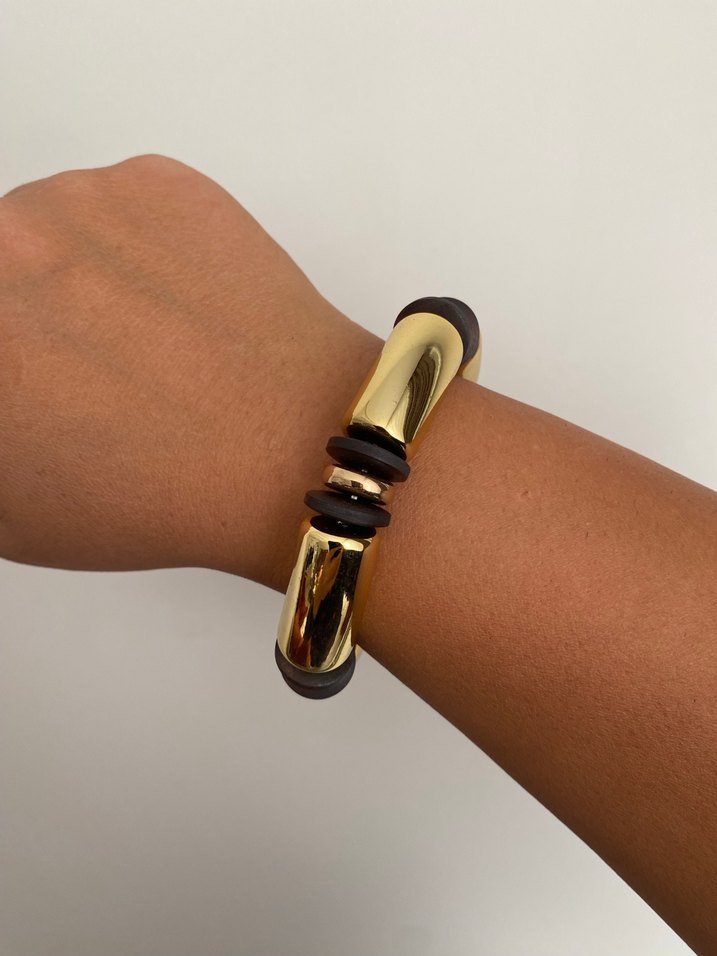 Tokalı Parlak Altın Kadın Bileklik - Görsel 2