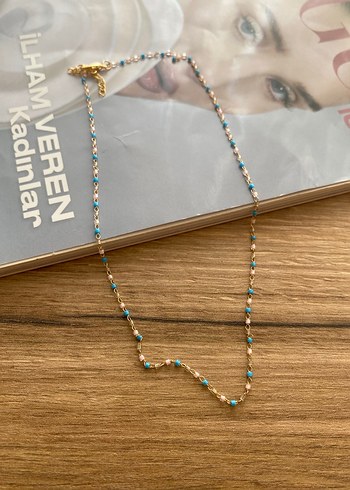 Boncuk Detaylı Uzun Turkuaz Bohem Kolye - Görsel 2