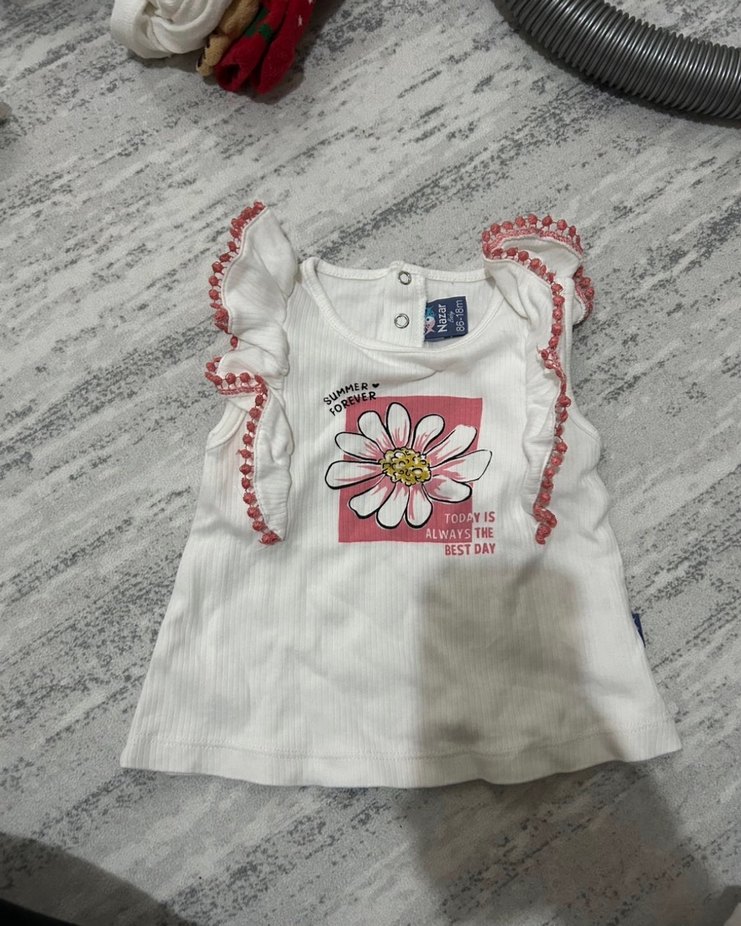 Renkli Baskılı Fırfırlı Bebek Kız Takımı - Görsel 4