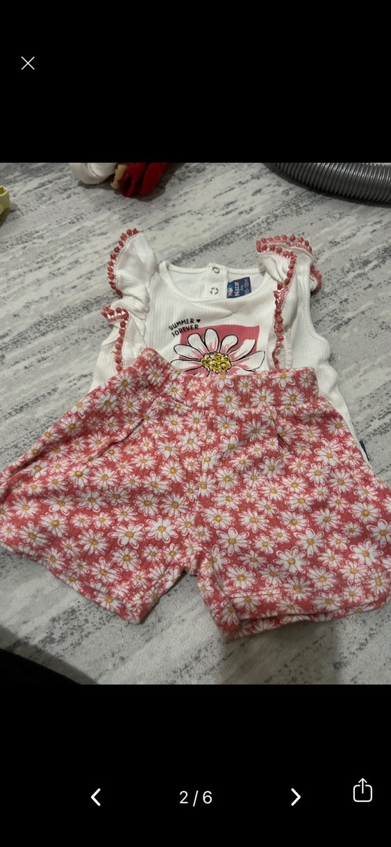 Renkli Baskılı Fırfırlı Bebek Kız Takımı - Görsel 2