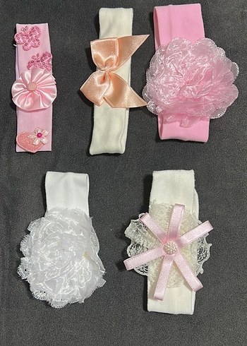Dantel ve Nakış Detaylı Pembe Kız Çocuk Saç Bantları - Görsel 2