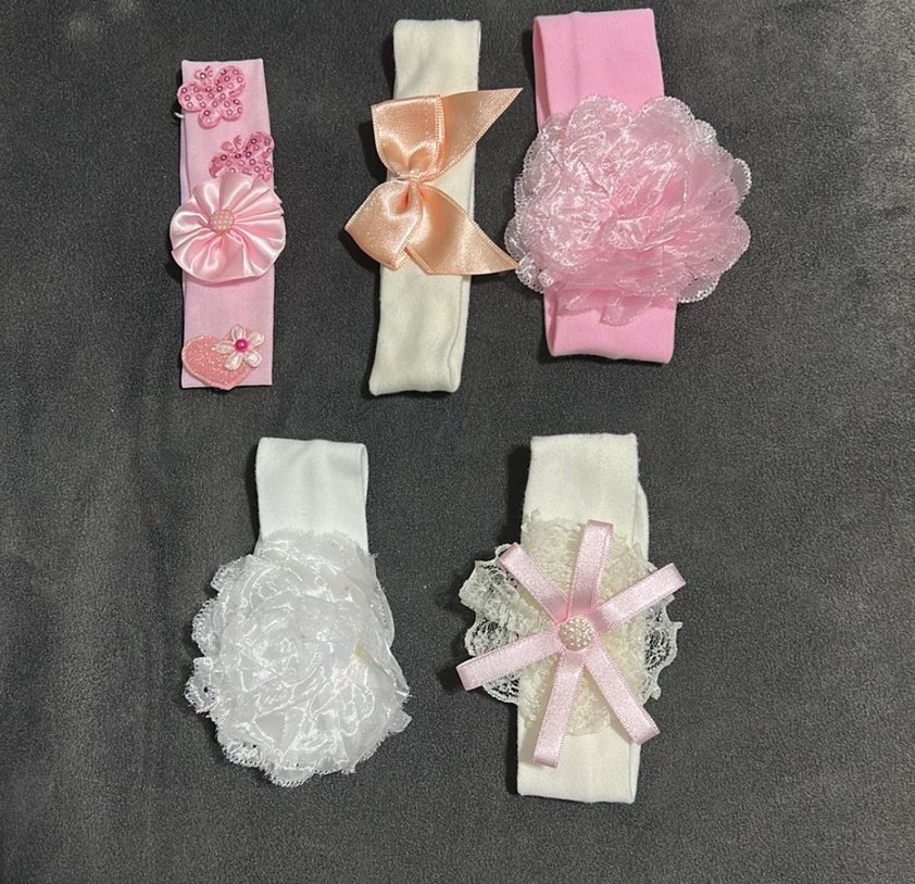 Dantel ve Nakış Detaylı Pembe Kız Çocuk Saç Bantları - Görsel 2