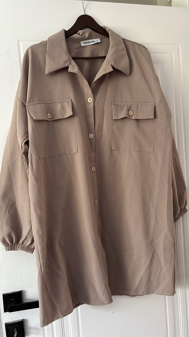 Bej Oversize Gömlek — görsel 2/3