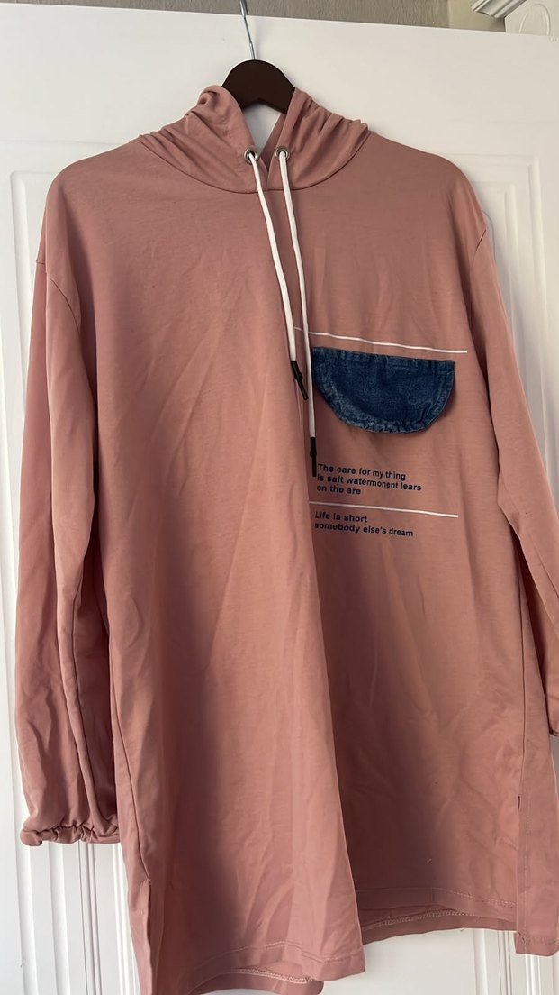 Pudra Pembe Oversize Kapüşonlu Sweatshirt — görsel 2/3