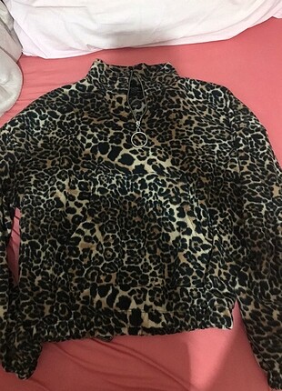 Leopar Desen Kışlık Crop