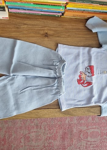 Nakışlı Uzun Kollu Gri Bebek Takımı