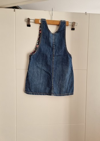 4 Yaş Beden mavi Renk Nakışlı Kot Kız Elbisesi