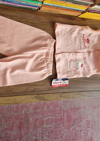 Pastel Pembe Baskılı Kız Bebek Takımı