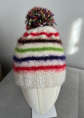 Renkli Ponponlu Kadın Örgü Bere - Görsel 2