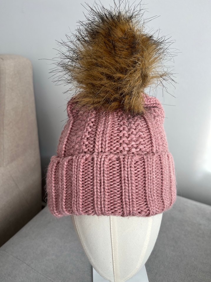 Pembe Örgü Kadın Bere - Görsel 3