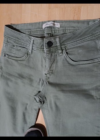 Düğmeli Yeşil Mini Denim Kadın Kot - Görsel 3