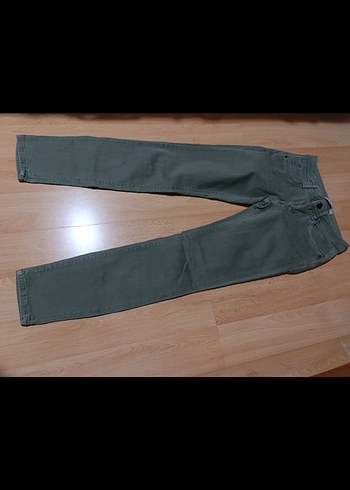 Düğmeli Yeşil Mini Denim Kadın Kot - Görsel 4