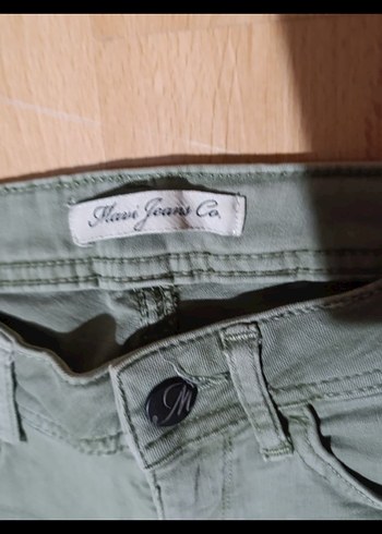 Düğmeli Yeşil Mini Denim Kadın Kot - Görsel 2