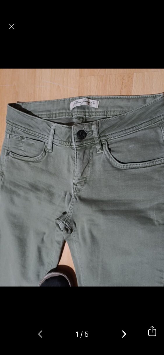 Düğmeli Yeşil Mini Denim Kadın Kot - Görsel 3