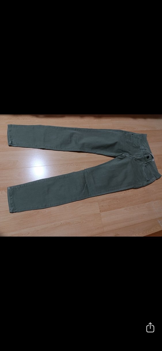 Düğmeli Yeşil Mini Denim Kadın Kot - Görsel 4