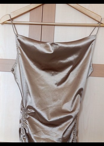 Drapeli Bej Uzun Abiye Elbise - Görsel 2