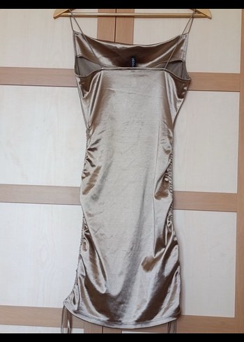 Drapeli Bej Uzun Abiye Elbise - Görsel 5