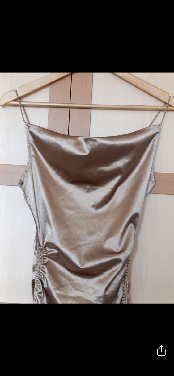 Drapeli Bej Uzun Abiye Elbise - Görsel 2