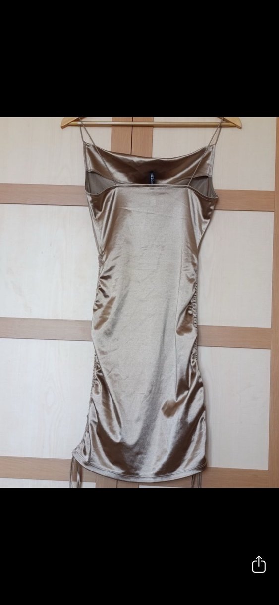 Drapeli Bej Uzun Abiye Elbise - Görsel 5