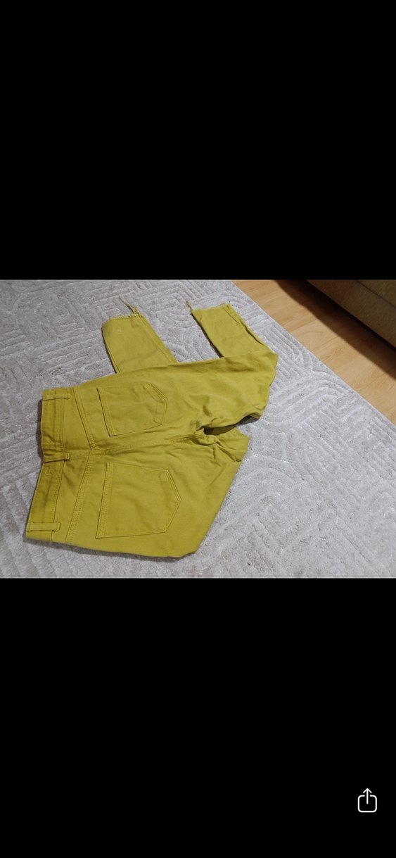 Sarı Renk Rahat Kesim Kadın Midi Jean - Görsel 3