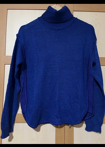 Kadın Lacivert Triko Boğazlı Kazak - Görsel 6