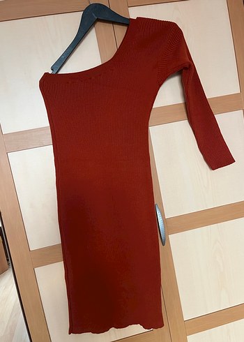 Kırmızı Triko Midi Kadın Elbise - Görsel 3