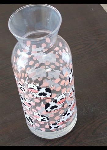 Beyaz Kapaklı Renkli İnek Desenli Cam Biberon - Görsel 2