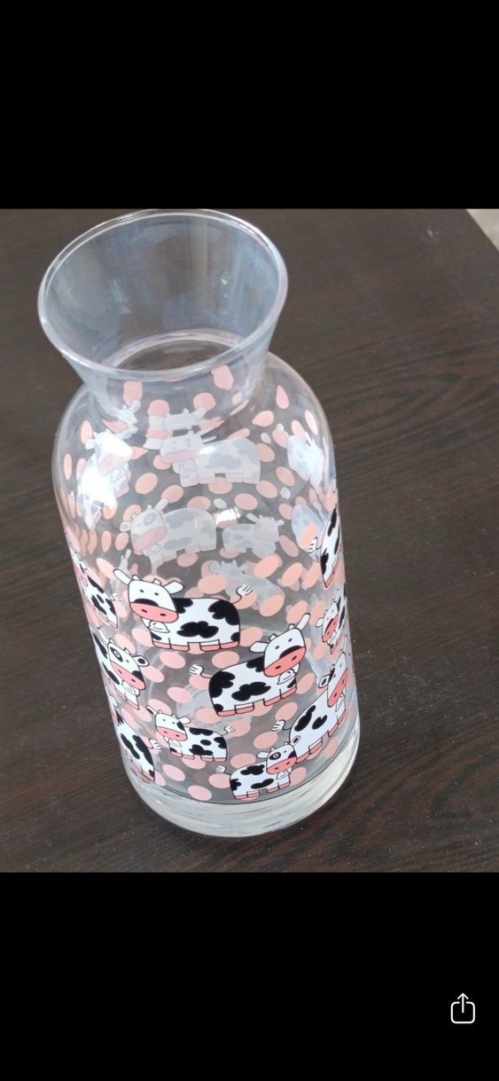 Beyaz Kapaklı Renkli İnek Desenli Cam Biberon - Görsel 2