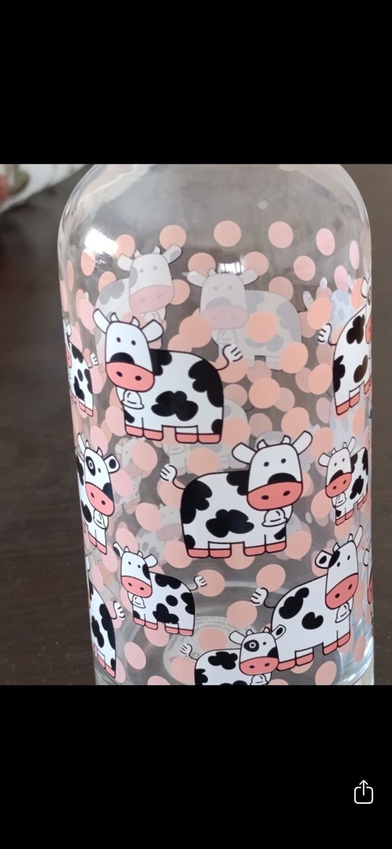 Beyaz Kapaklı Renkli İnek Desenli Cam Biberon - Görsel 3