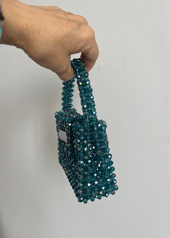 Boncuk İşlemeli Turkuaz Kadın Çanta - Görsel 3