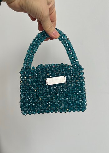 Boncuk İşlemeli Turkuaz Kadın Çanta - Görsel 4