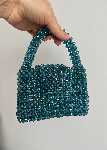 Boncuk İşlemeli Turkuaz Kadın Çanta - Görsel 2