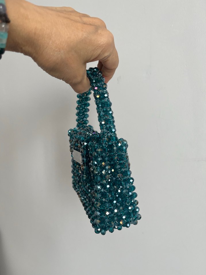 Boncuk İşlemeli Turkuaz Kadın Çanta - Görsel 3