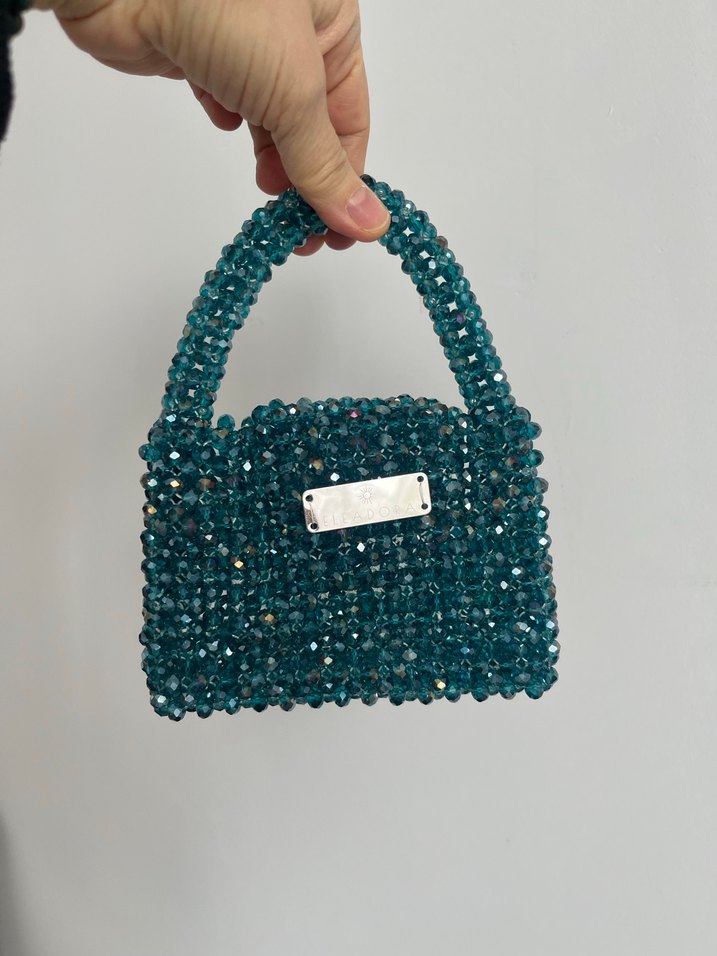 Boncuk İşlemeli Turkuaz Kadın Çanta - Görsel 4