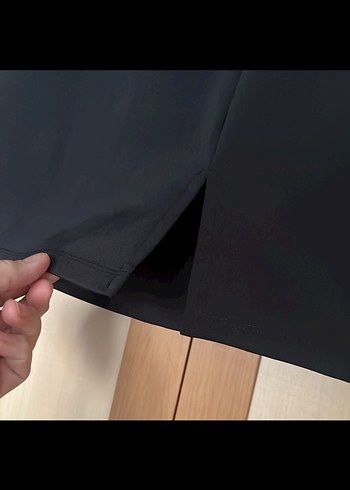 Siyah Mini Düz Kesim Dar Etek - Görsel 2