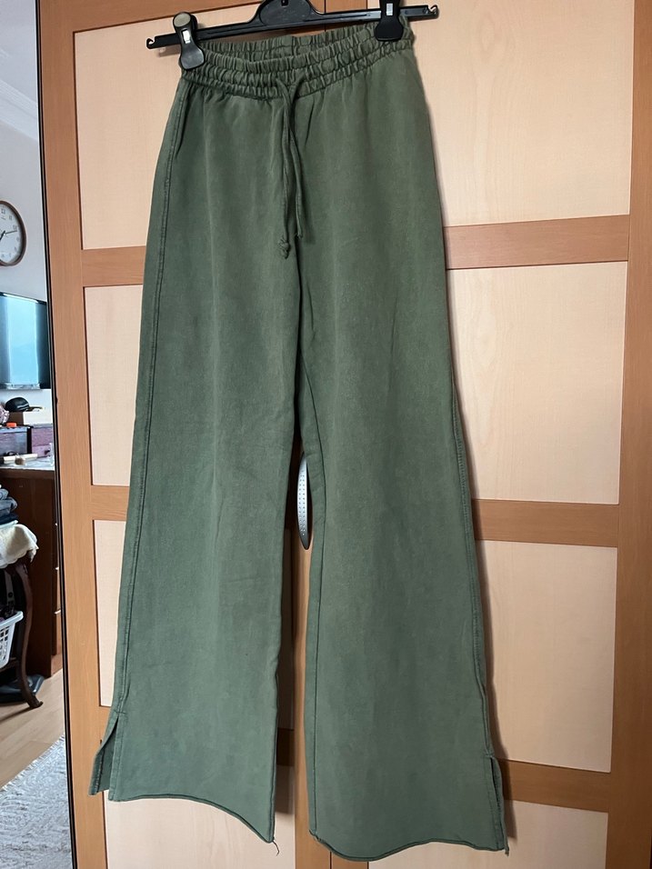 Kadın Haki sweat Salaş Kemerli Pantolon - Görsel 4