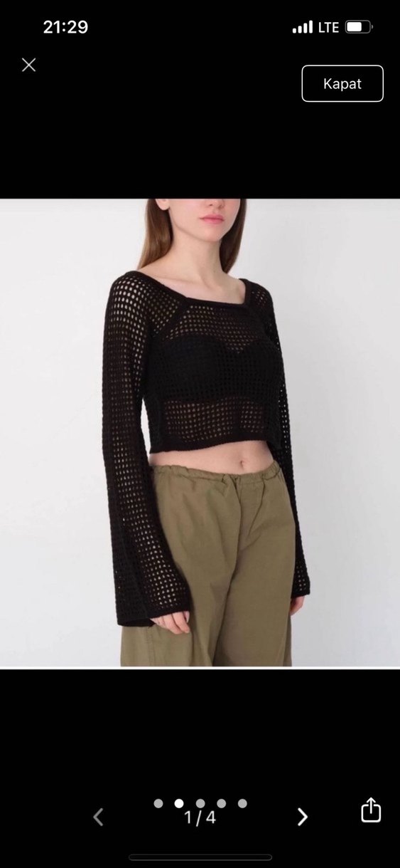 Gri Mini Örgü Kadın Kazak - Görsel 4