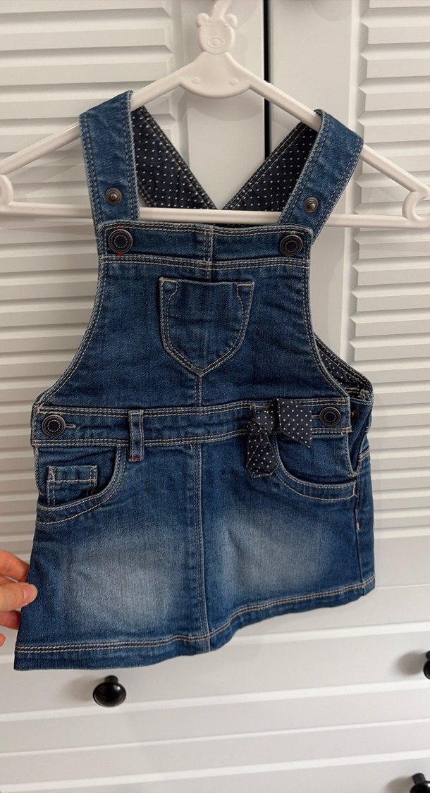 Kız Çocuk Kot Askılı Tulum - Görsel 3