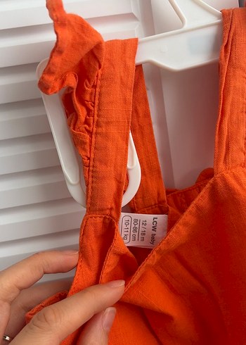 Kolsuz Turuncu Keten Kız Elbisesi - Görsel 2