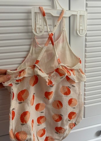 Turuncu Desenli Fırfırlı Bebek Tulum - Görsel 2